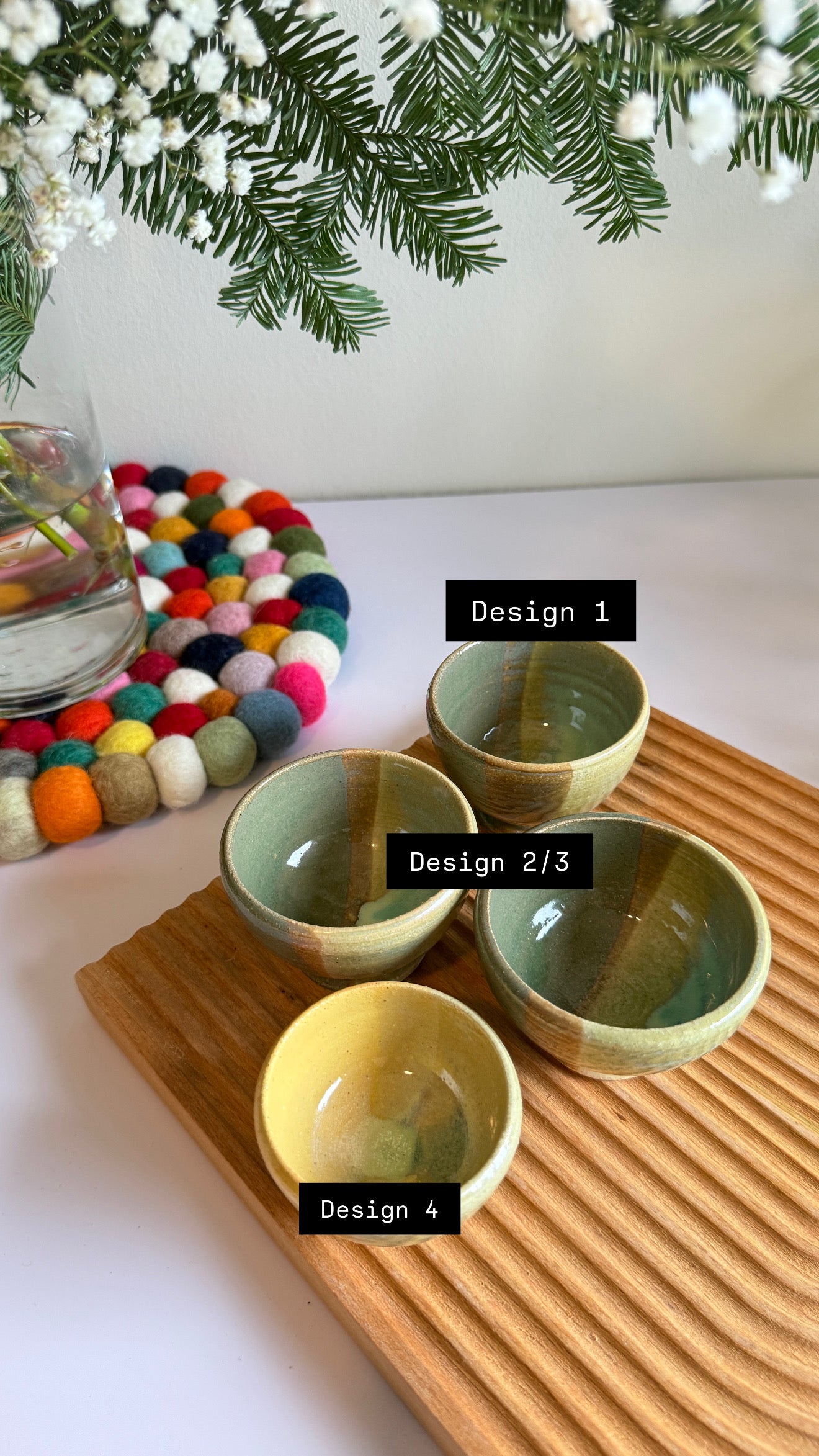 Three-Hue footed mini Cup- 4 pcs
