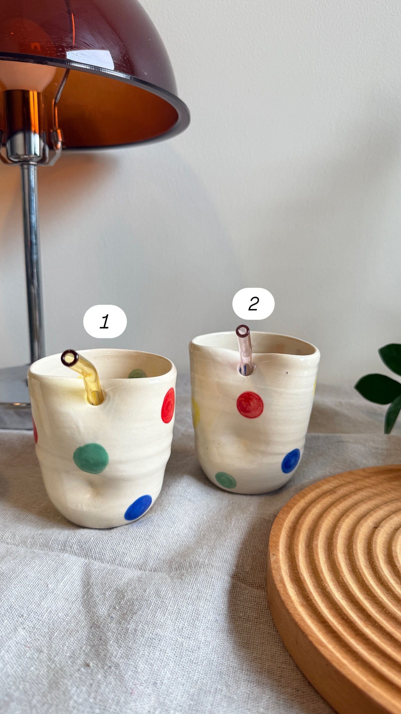 Cup w straw (Happy dots - 2 pieces)