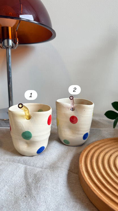 Cup w straw (Happy dots - 2 pieces)