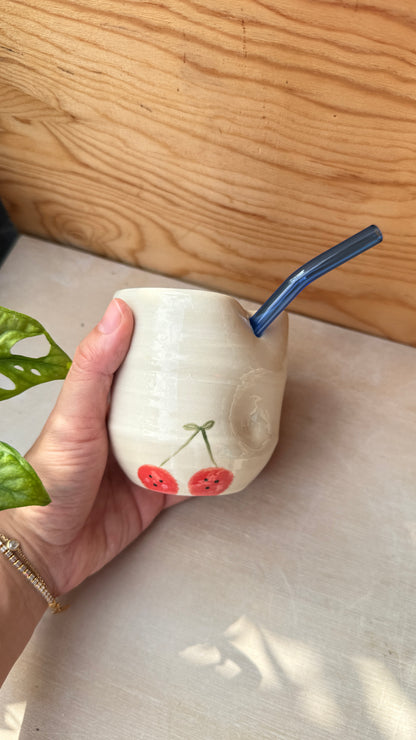 Cherry (cup w/ straw)