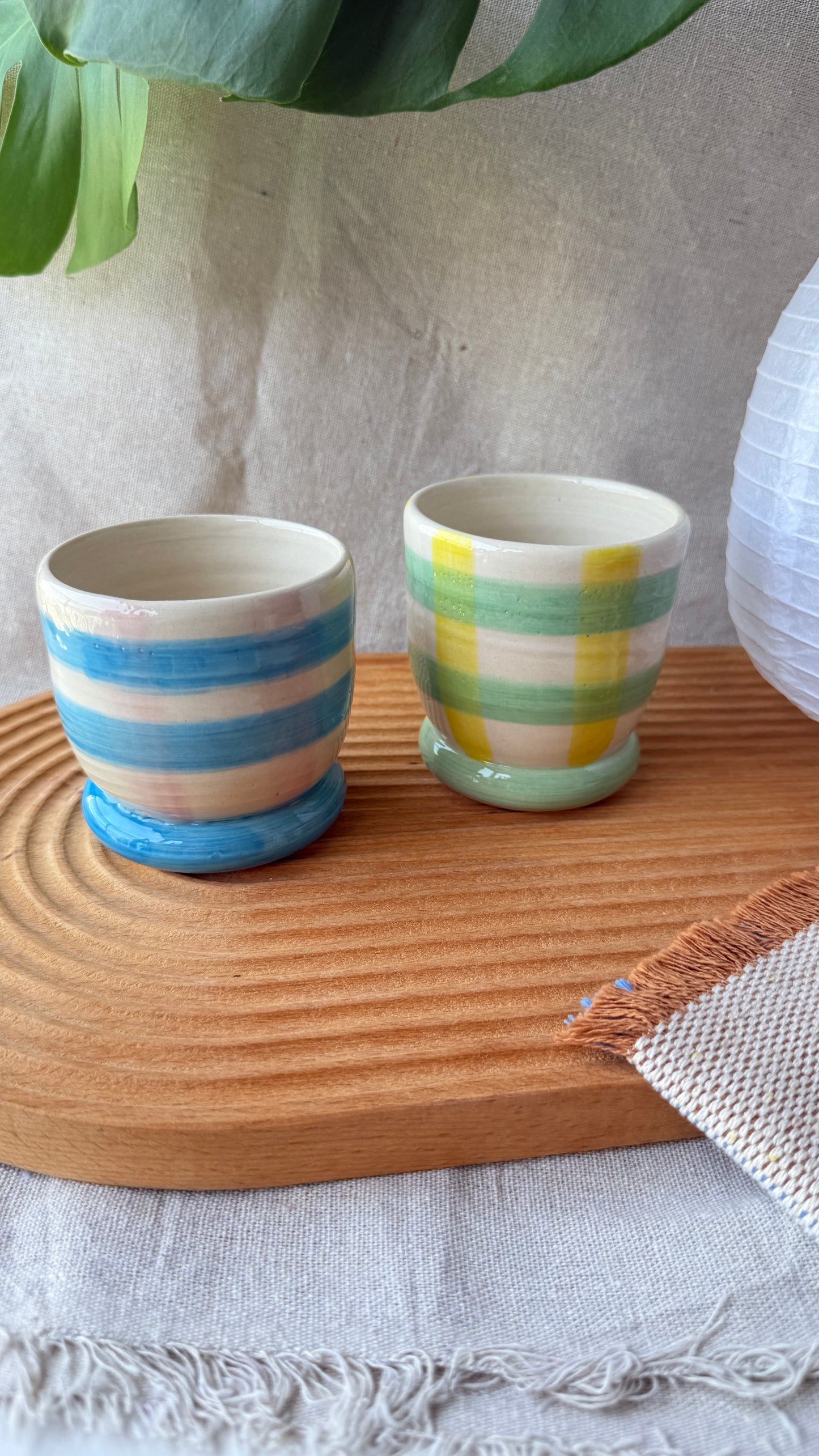 Picnic Checks - Footed Tall Cups  (2 Colours)