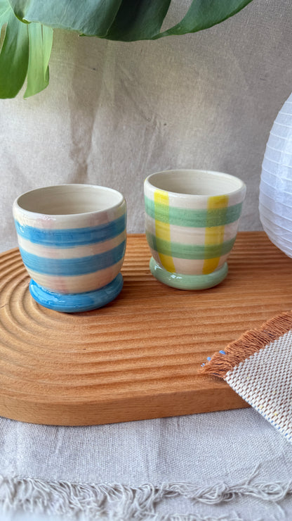 Picnic Checks - Footed Tall Cups  (2 Colours)