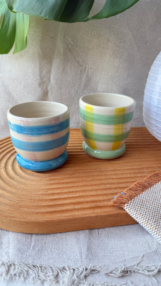 Picnic Checks - Footed Tall Cups  (2 Colours)