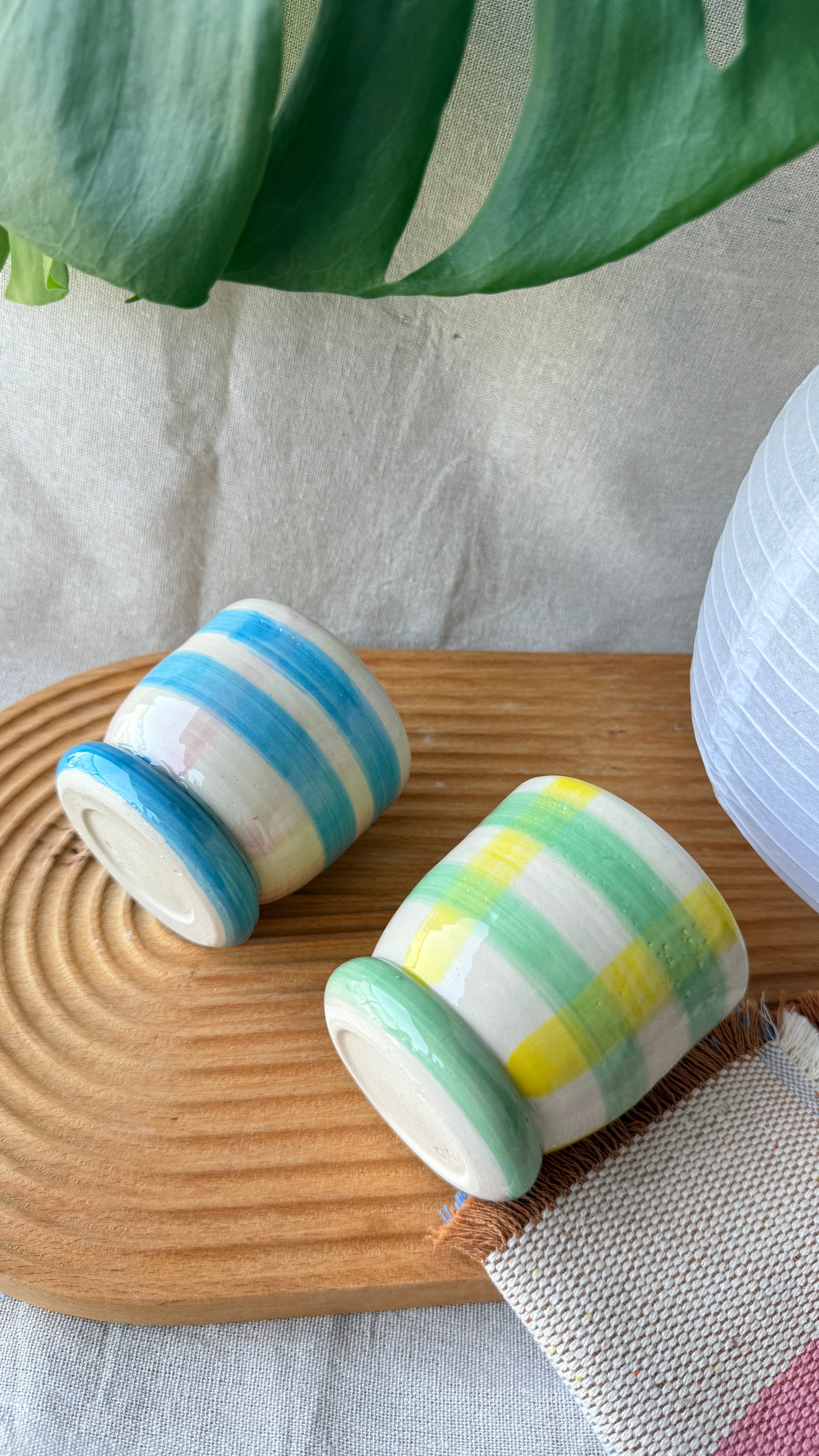 Picnic Checks - Footed Tall Cups  (2 Colours)
