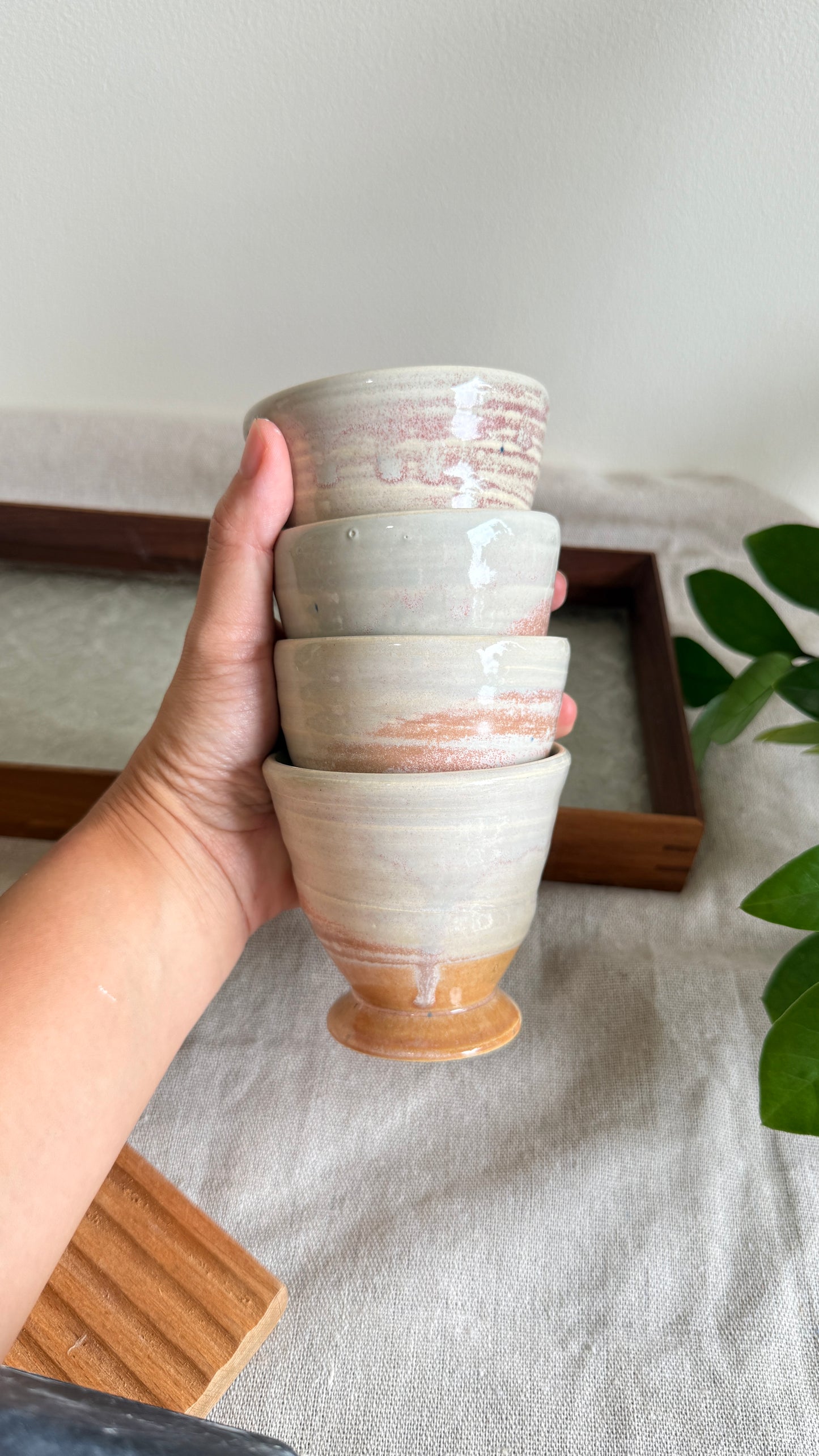 Footed Cup (Pinky shade x 4 designs)