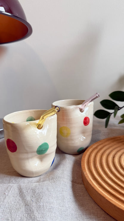 Cup w straw (Happy dots - 2 pieces)