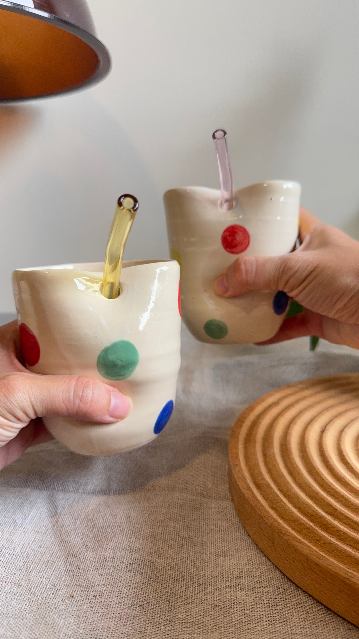 Cup w straw (Happy dots - 2 pieces)