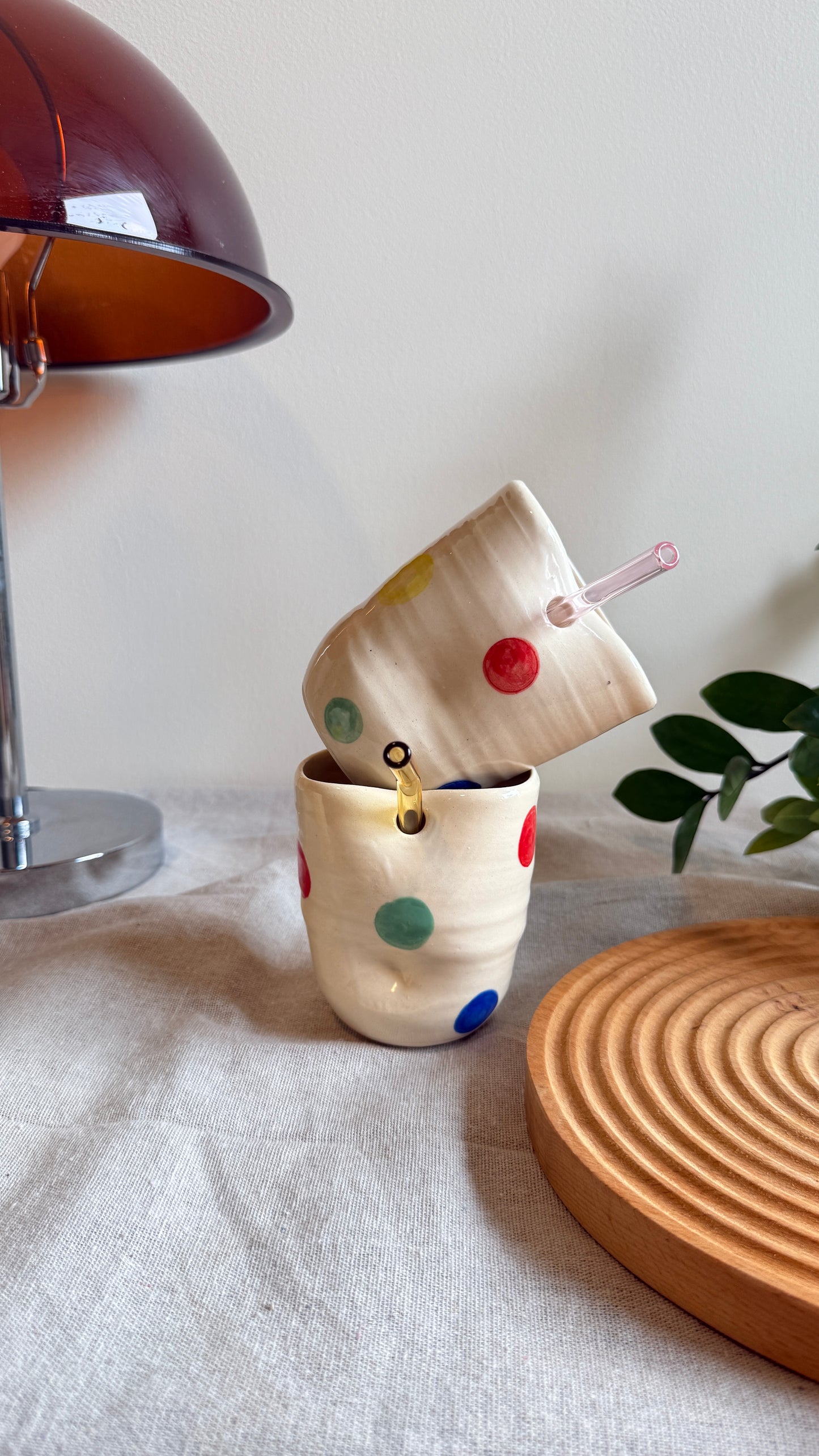 Cup w straw (Happy dots - 2 pieces)