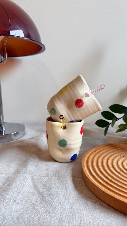 Cup w straw (Happy dots - 2 pieces)