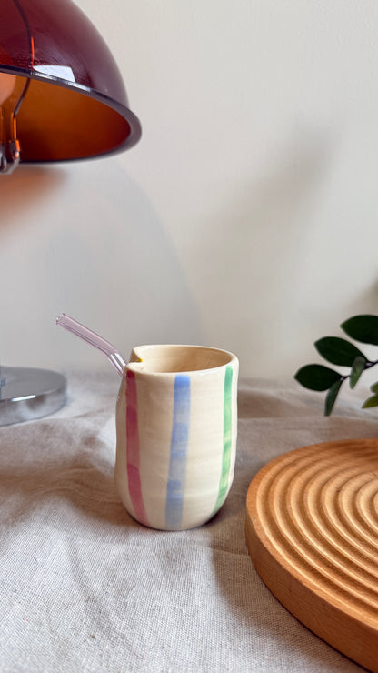 Cup w straw (Rainbow stripes)