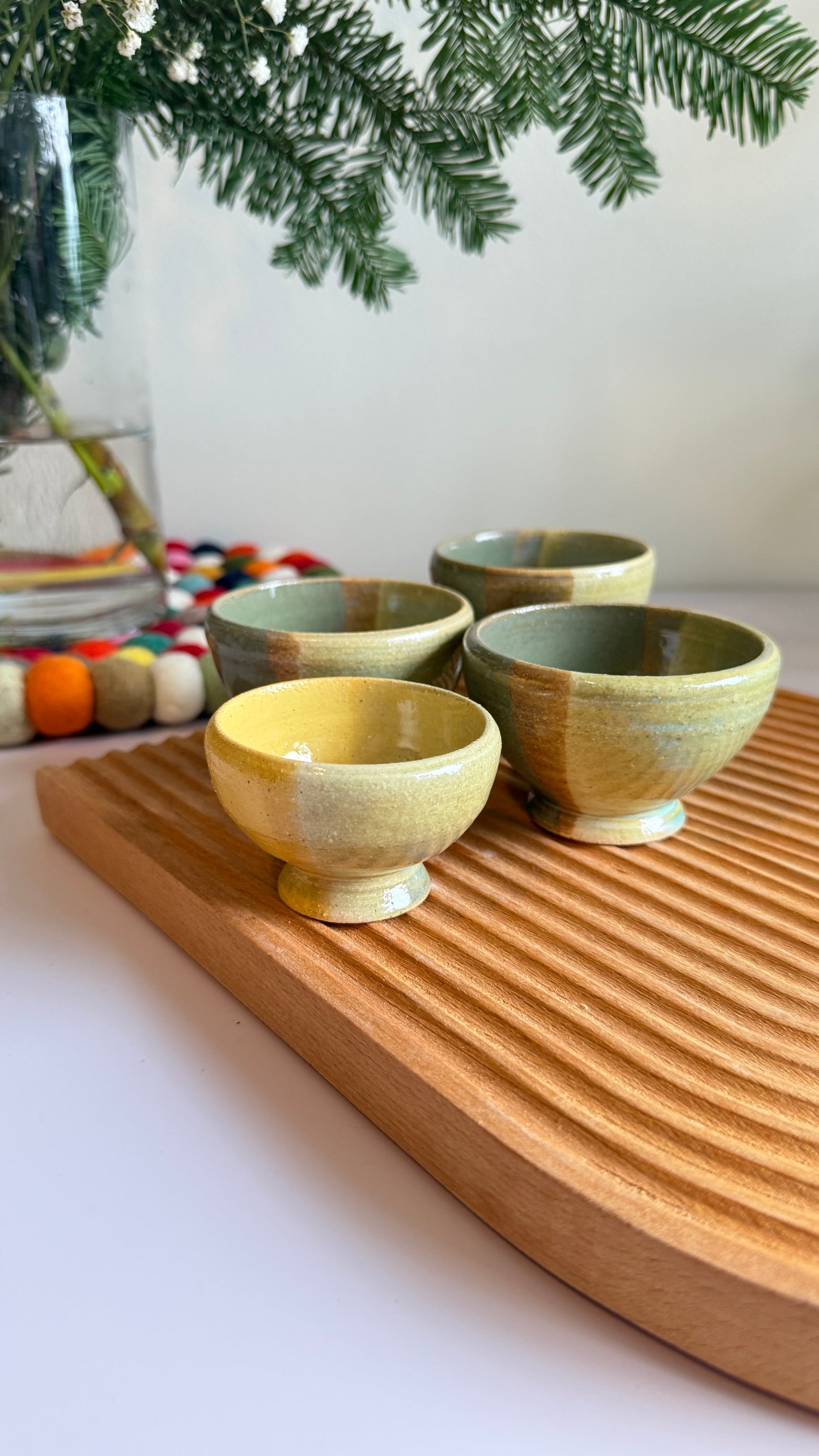 Three-Hue footed mini Cup- 4 pcs