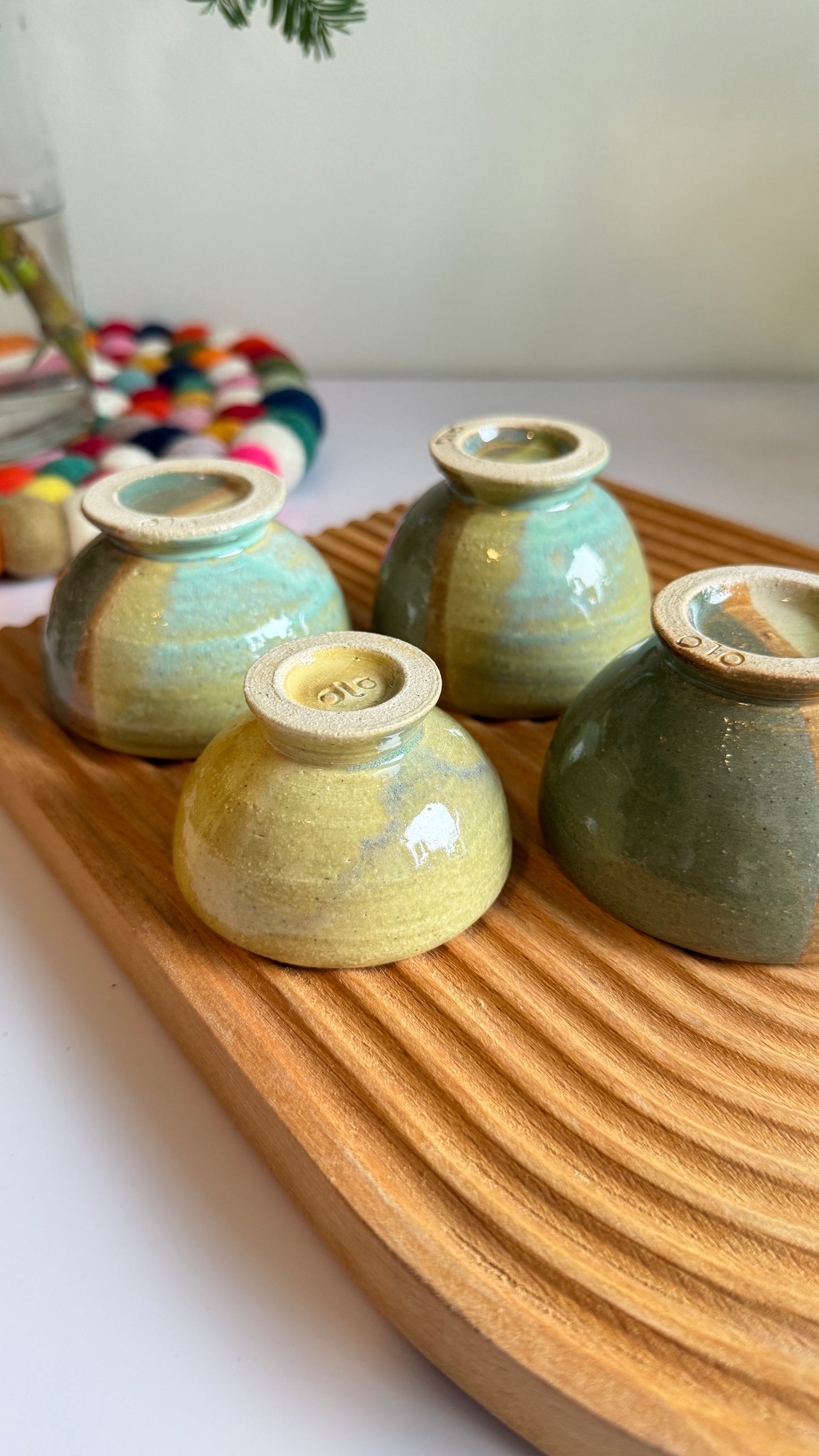 Three-Hue footed mini Cup- 4 pcs
