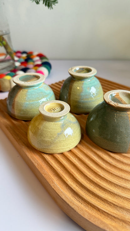 Three-Hue footed mini Cup- 4 pcs