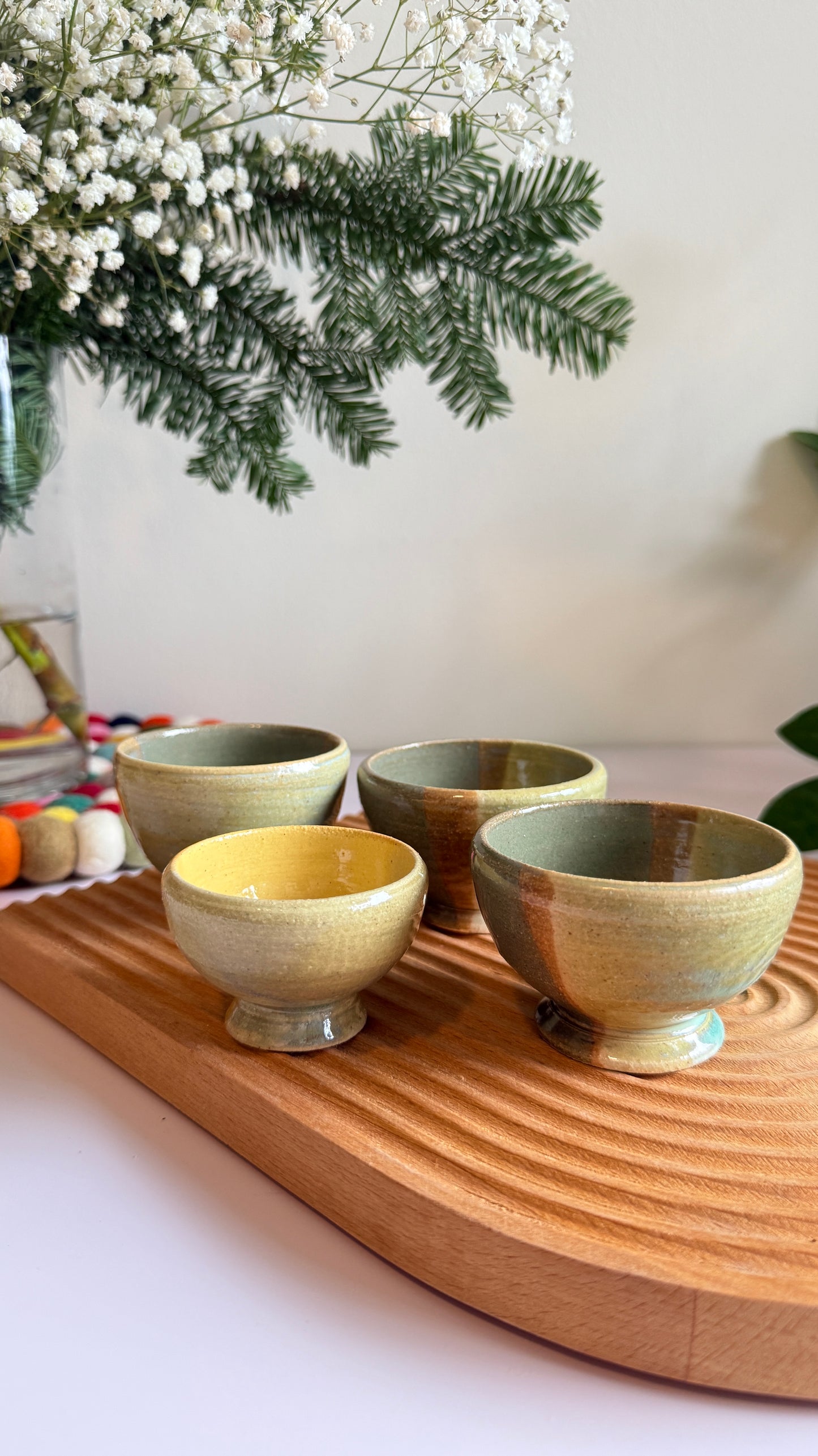 Three-Hue footed mini Cup- 4 pcs
